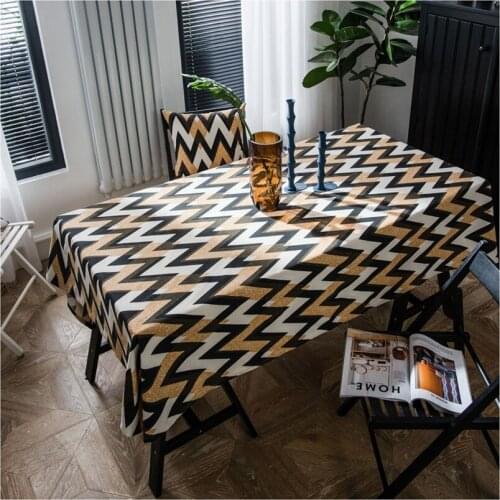 Golden Corrugated Printed Tablecloth Bohemian Style Living Room Home Tablecloth Table Covers For Square Table