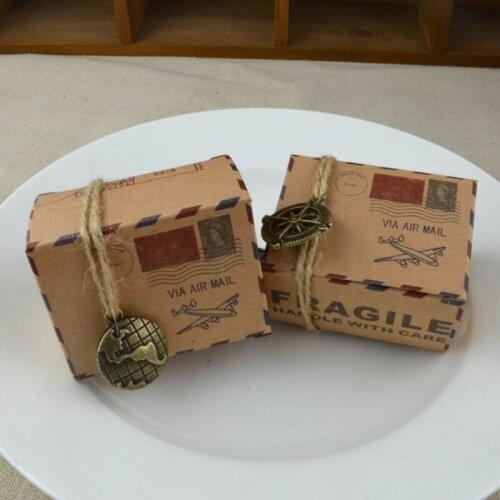 10pcs/lot Vintage Dragees Box Wedding Kraft Gift Boxes eid mubarak Gift Bags & Wrapping Supplies