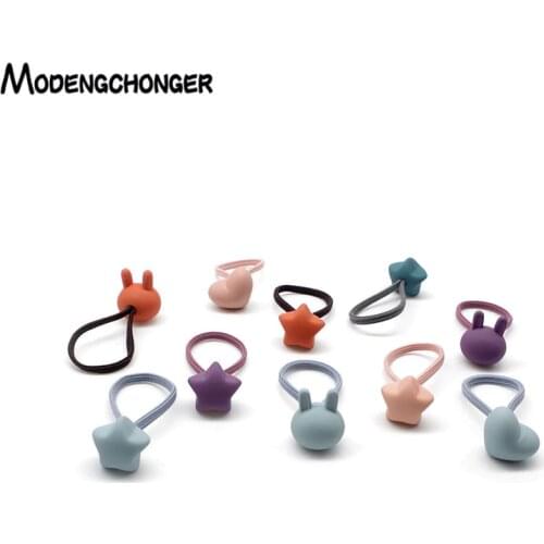 2PCS Cute Cartoon Kids Elastic Hair Bands Grinding Beads Princess Hair Tie Headwear Children Hair Ropes Fashion Hair Accessories