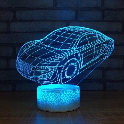 Sport Car 3d Table Lamp Creative usb Night Lights Bluetooth Speaker Lamp Bedroom Decoration Lighting Birthday Gift for Children