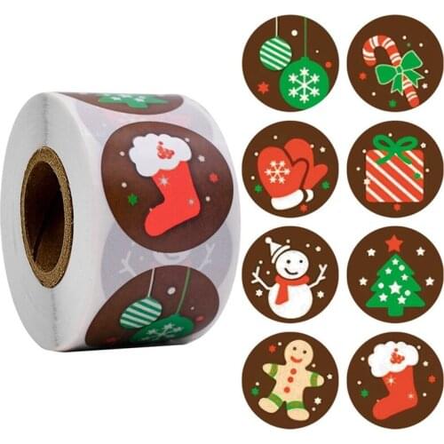 500 Merry Christmas Kraft Handmade Sticker Card Box Package Santa Thank You Label Sealing Stickers Wedding Decor Party Supplies