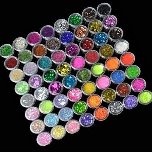 72 Bottles/Set Acrylic Nail Glitter Set Dust Powder Ultra-thin Sequins Pigment Dust Powder Manicure Nail Art Glitter,,,free ship