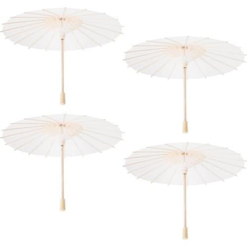 BESTOYARD 4pcs White Paper Parasol Umbrella Chinese Japanese Paper Umbrella Wedding Decoration Diameter 30cm Random Umbrella Han