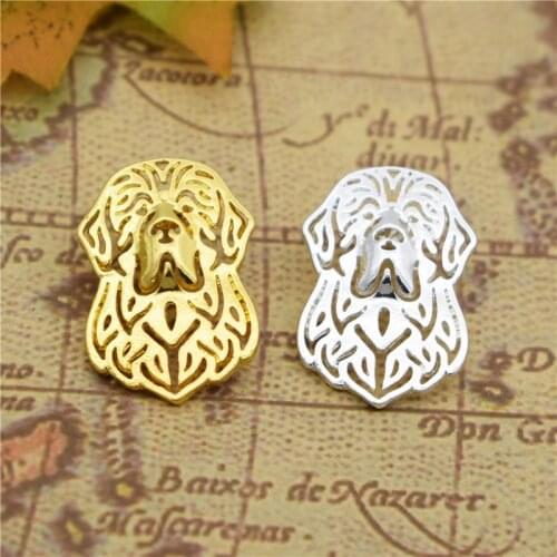 LPHZQH Fashion Cute Newfoundland Broches Butterfly Clasp Collars Jewelery Lapel Pin Clothing Accessories Mens Gift Gold Color