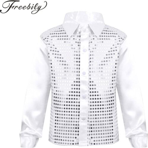 Kids Boy Latin ballroom costume children Glittery Sequined Latin Shirt Rumba Samba Dancewear Latin dance competition clothes