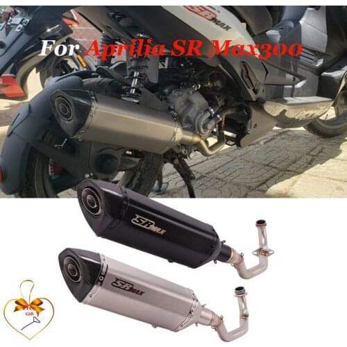 For Aprilia Sr Max300 Max 300 Complete Motorcycle Exhaust System Modified Front Half Link Carbon Fiber Muffler Pipe Db Killer