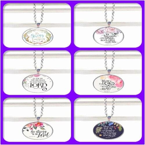2020 New Joshua 1:9 Be Strong and Courageous Bible Verses Nursery Verse Necklace Fashion Jewelry Religion Pendant Christian