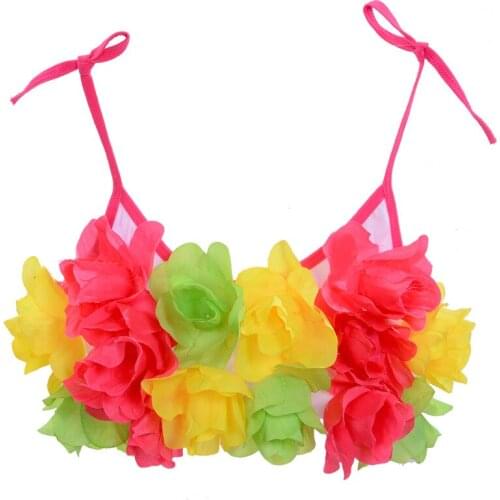 Kids Girls Hawaiian Flower Leis Luau Bra Vest Party Tropical Hawaii Flower Holiday Wedding Beach Party Decorations