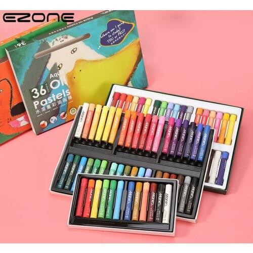 EZONE 12/24/36 Colors Oil Pastel Crayon Water-soluble Heavy Color Oil Pastel Graffiti Painting Art Supplies Student Stationery
