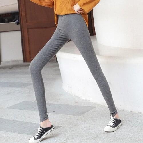Plus Size Quality Cotton Leggings Black Gray Women Casual High-stretch Leggings Pencil Pants High Waist Fitness Leggings Female