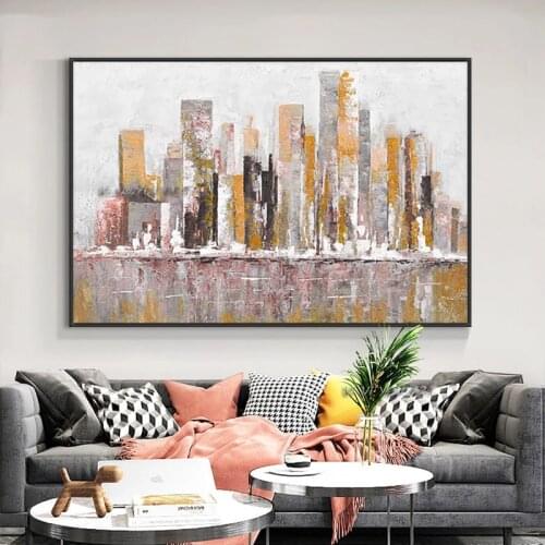 Building Oil Painting On Canvas Modern Landscape Wall Artwork Handmade Painting Without Frame For Bedroom