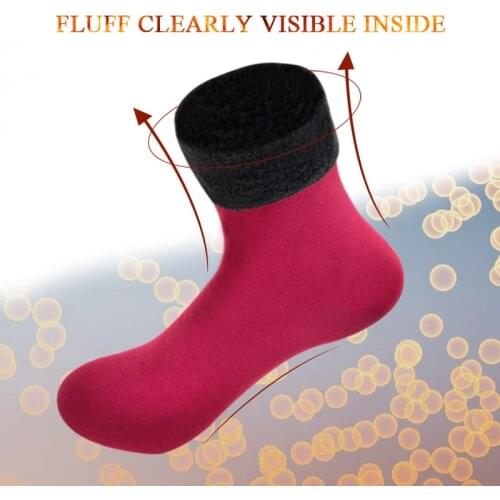 3 Pairs Womens Winter Warm Socks Thicken Thermal Nylon Cashmere Solid Color Soft Snow Velvet Boots Floor Sleep Black Sock