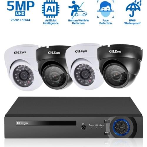 H.265 4CH 4K POE NVR Kit CCTV Security Camera System Outdoor Night Vision 5MP POE IP Dome Camera Video Surveillance System Kit