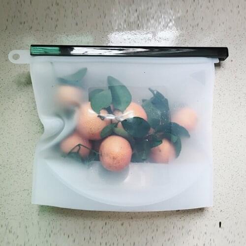 2PCS 1000ml+2PCS 1500ML Reusable Silicone Ziplock Bags Silicone Food Bag Fruit Meat Ziplock Kitchen Organizer Food Fresh Bag