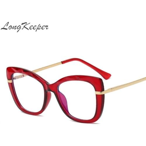 Fashion Anti Blue Light Blocking Glasses Frame Women Cat Eye Square TR90 Eyeglasses Ladies Black Red Computer Spectacles Oculos