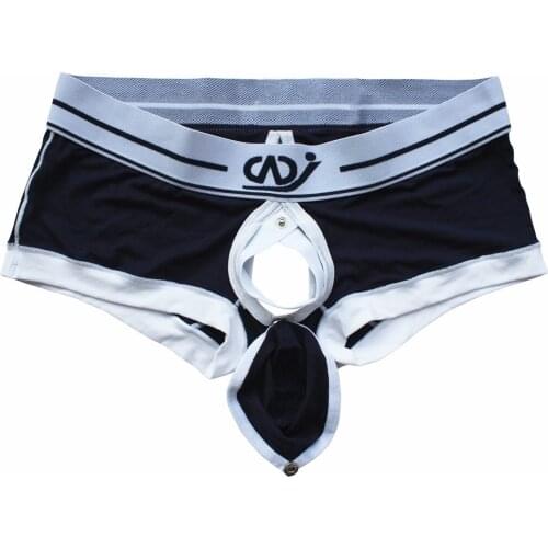 Men Briefs Sexy Lingerie Gay Porn Underwear Sleep Boxers Shorts Press Button Open Bulge Pouch Panties Swimsuit Underpants Bikini