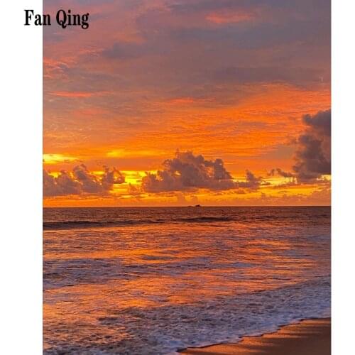 Full Drill Diamond Painting Kits Seaside landscape Cross Stitch Diamond Art Embroidery Sunset Mosaic Handicraft