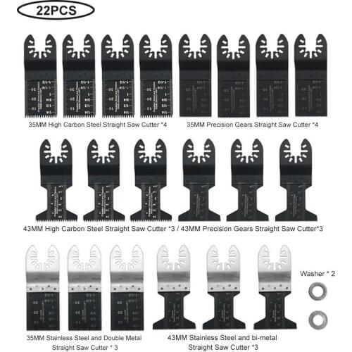 22 Piece Starlock E-cut Multi Cutter Saw Blades Set Oscillating Tool Blades For Cutting Wood Drywall Plastics Soft Metal