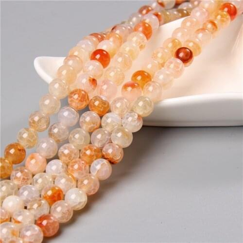 Natural Stone Smooth Colorful Cracked Dream Fire Dragon Veins Agates Beads For Jewelry DIY Making Bracelet 15'' Strands 6 8 10mm