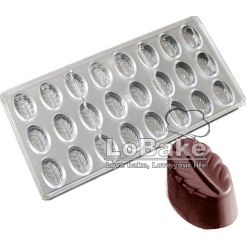 New arrivals 24 cavities small leaves shape PC chocolate mold candy ice cube tray mould cake decoration DIY baking supplies