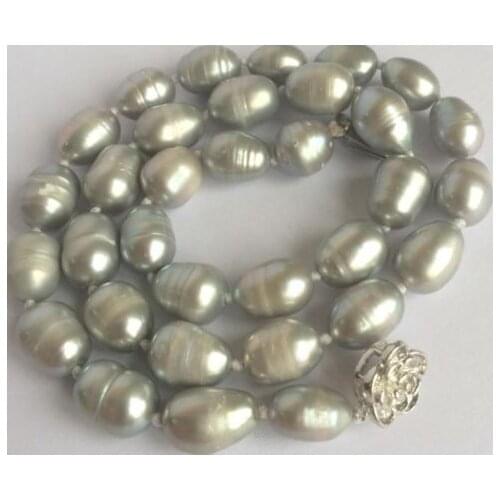 NEW 12-14MM SINGLE STRANDS TAHITIAN GRAY PEARL NECKLACE 18inch