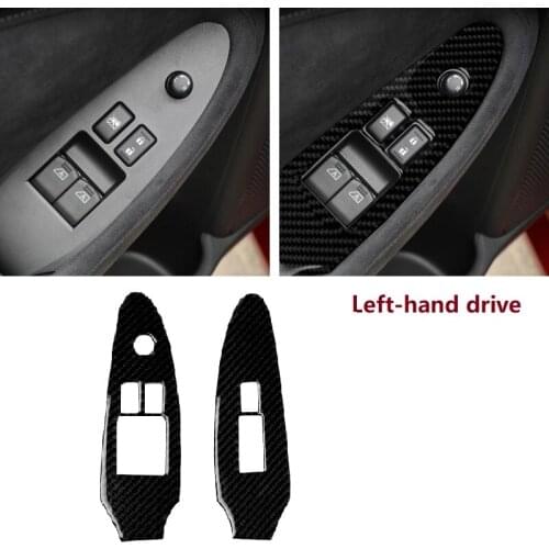 Car Door Control Panel Window Switch Frame Cover Carbon Fiber Stikers For Nissan 370Z Z34 2009-up Interior protective Accessorie