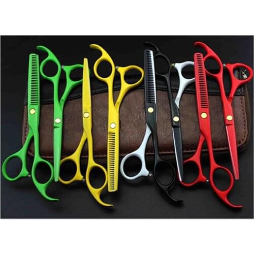 Professional Japan 440c 5.5 '' Color hair scissors set haircut scissor thinning barber makas cutting shears hairdresser scissors