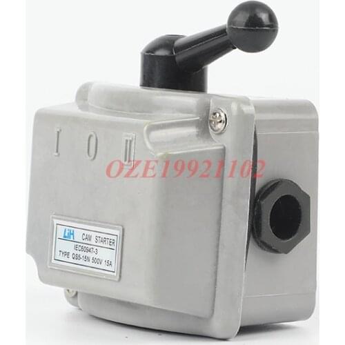 1PC Motor Reversing Drum Switch AC 500V 15A 30A 12mm Cable Connector Hole Dia Plastic shell(Green) Iron Shell(Gray )