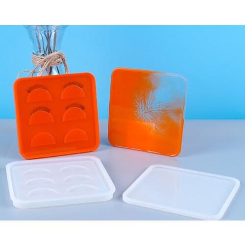 DIY Crystal Epoxy Eyelashes Tray Mold 6 Cell Silicone Eyelash Holder Tray Storage Box Mold For Handmade Drop Gel Craft Work