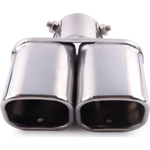 Silver Car 63mm Stainless Steel Square Dual Exhaust Tail Pipe Rear Silencer Muffler Tip Accessories