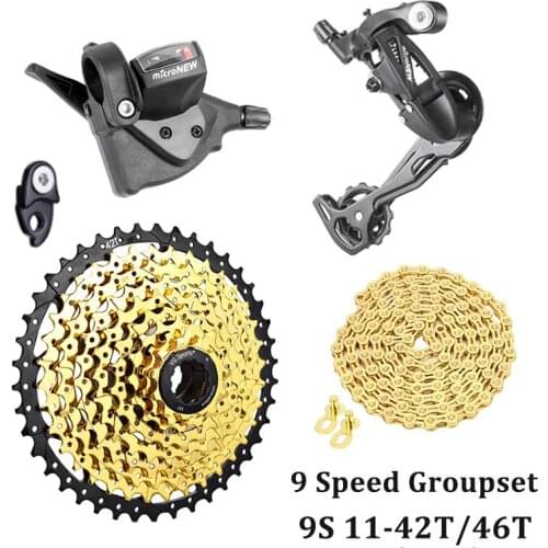 Mountain Bike 1x9 System 9 Speed Shifter Rear Derailleur Groupset Kit 9S 11-42T 46T MTB bike Cassette For MTB 9V K7 X7