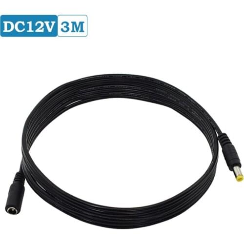 BESDER Standard DC12V Power Extension Cable 3 Meter/ 10FT Jack Socket 5.5mm x 2.1mm Male Plug Extension Cord For 12V CCTV Camera