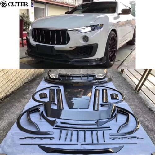 Carbon Fiber front bumper lip rear diffuser side skirts rear spoiler Wheel eyebrow For Maserati Levante car body kit