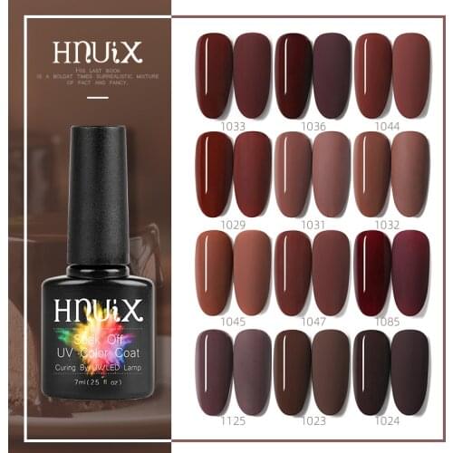 HNUIX 7ml Top Coat UV Nail Polish Matte Coffee Brown Color Nail Polish Dissolvable Series Chocolate Nail Paint Manicure Gel