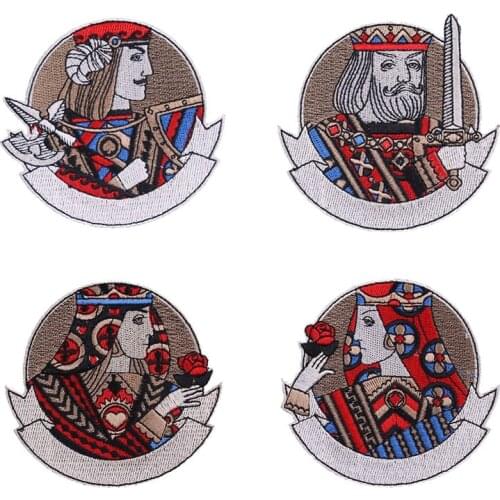 New Indian Style Embroidered Patches Poker Skull Eyes Iron on Patch Logo Rose Flower Badges Punk Stickers on Jacket Ornaments