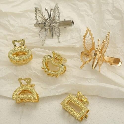 New Metal Gold Hollow Butterfly Hairpins For Women Girls Handmade Hair Claws Ornament Clip Barrette Fashion Hair Accessories