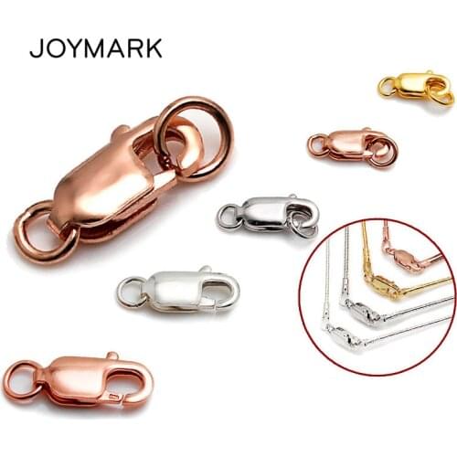 8mm-16mm 5 Sizes 925 Sterling Silver Lobster Clasps With Jump Rings 4 Colors DIY Silver Jewelry Accessories 10pcs/lot SC-CZ134