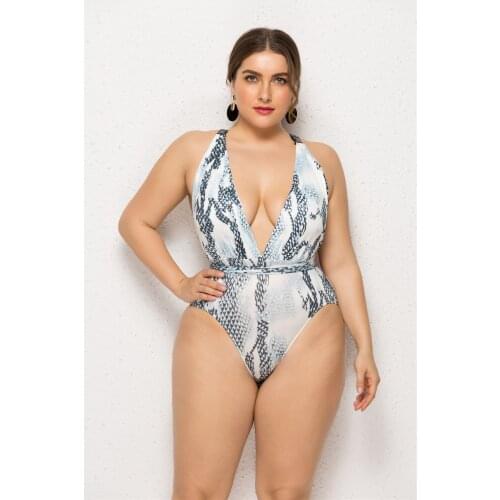 Womens Bikini Digital Print Sexy Leopard Swimsuit Fat Lady Fashion One-Piece Swimsuit 2XL-5XL Oversize SW260