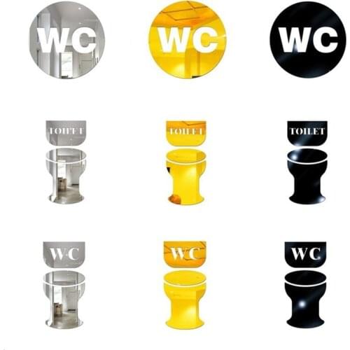 1pcs Toilet Bathroom Tips Wc Door Sign Acrylic 3D Wall Sticker Mirror public Indication Plaque for home Hotel decorative Guide