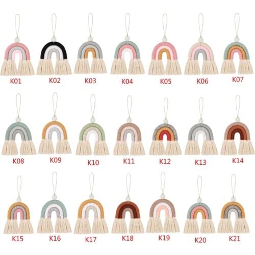 1PC Handmade Rainbow Phone Strap Cotton Pendant Mobile Phone Straps Lanyard Key Ring Mobile Phone Accessories