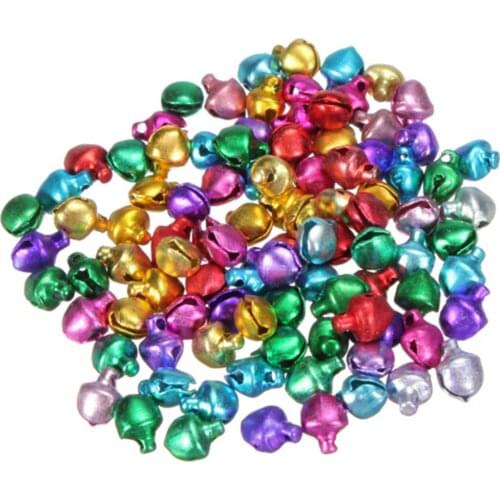 100pcs/lot 6/8/12MM Mix Colors Loose Beads Small Jingle Bells Christmas Decoration Gift Wholesale Colorful DIY Crafts Handmade