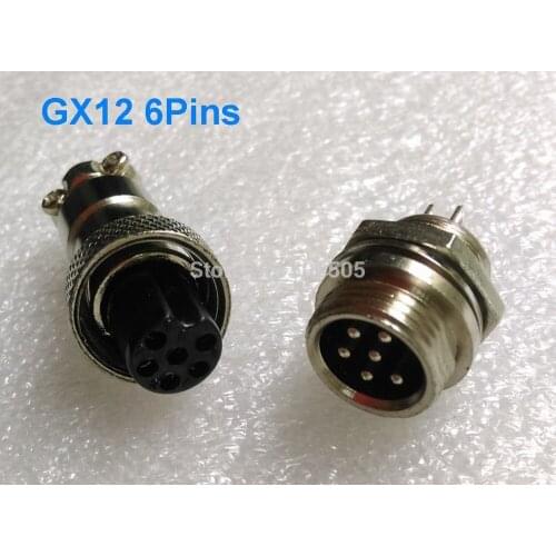 12mm GX12 6 pins aviation plug aviation socket cable joint 2set/lot