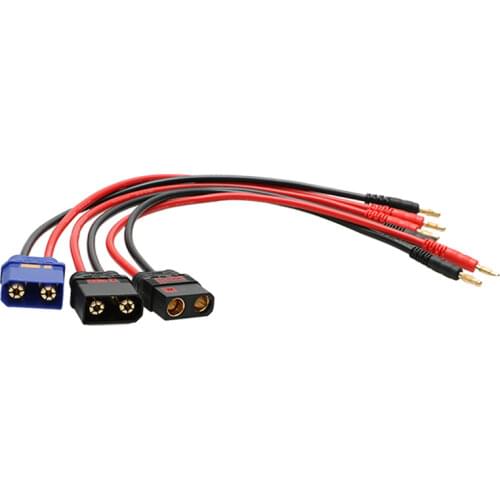 2PCS RC Drone Lipo Battery Balance Charger Lead Adapter Line 4mm Banana Male Plug to QS8-S Connector 12AWG Silicone Wire 30cm