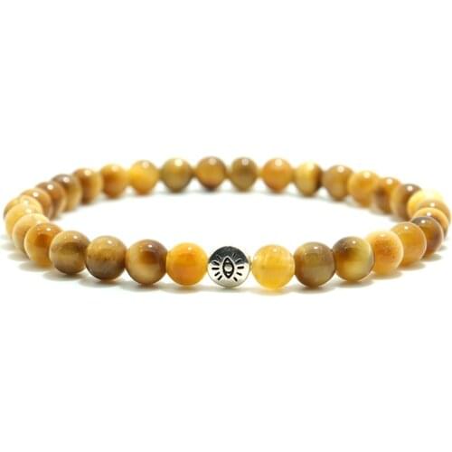 2021 Natural Tiger eye Bracelet Men Women Gothic Evil Eye Braslet 6mm Beads Volcanic Rock Stone Braclet Red Brazalete Lucky