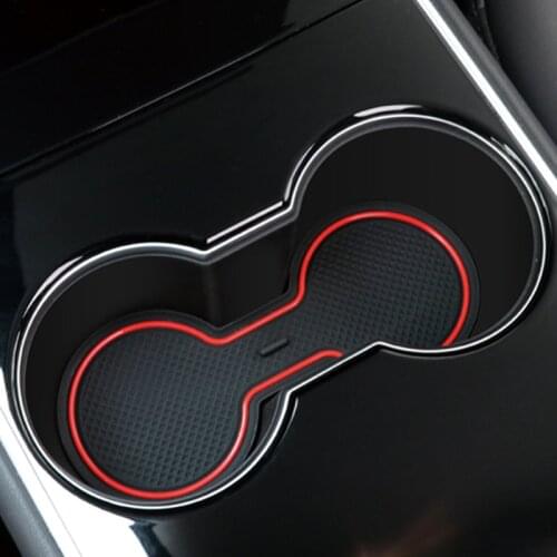 Car Central Control Water Cup Slot Pad Coaster Silicone Anti-dirty Interior Modified Decoration For Tesla Model 3 Accessories