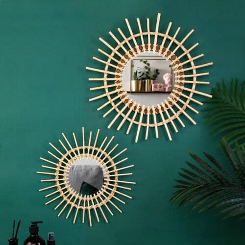 Rattan Decorative Mirror Home Decor Wall Hanger Trendy Hallyway Mirror Decor