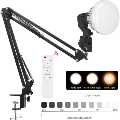 Dimmable LED Video Light With Long Arm Bracket Holder Stand Selfie Profession Photography Lighting Lamp For Photographic Studio