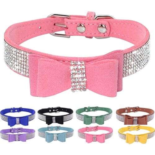HobbyLane 61x3cm Adjustable Bling Crystal Pet Collars with Bowknot For Large Dogs Pet Accessories
