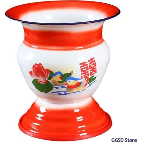 Chinese Traditional Fruit Basket Enamel Fruit Basket Home Decor Storage Cans for Fruits Wine Ice Chinese Antique Vase Home Decor