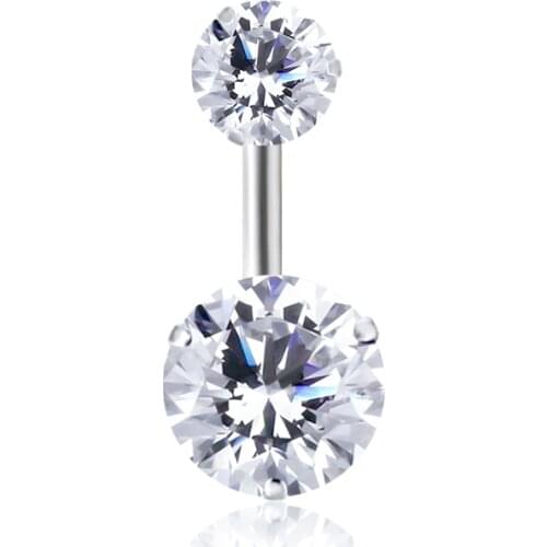 12 Colors Double Round Cubic Zirconia Geometric Shape Belly Button Ring Piercing Body Jewelry Nightclub Dance 10*1.6*8mm Brincos